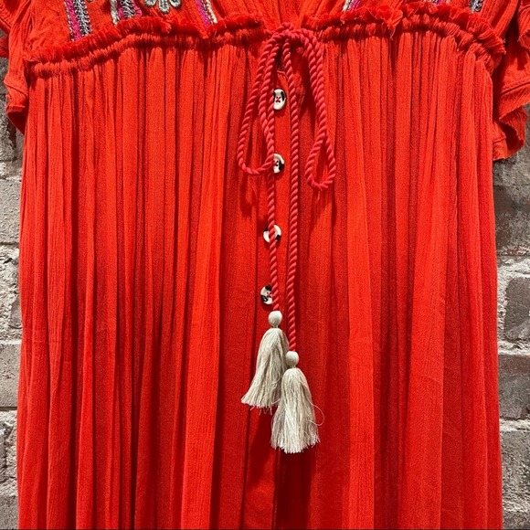 Free People Bali Will Wait For You Midi Red Dress Size Small - Picture 7 of 12